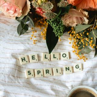 Orange hello spring wallpaper