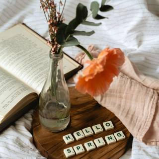 Orange hello spring wallpaper