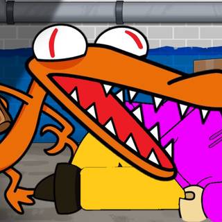 Orange Rainbow Friends wallpaper