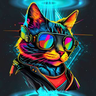 Cyber cat wallpaper