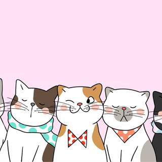 Kawaii cat aesthetic desktop wallpaper