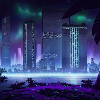 1920x1080 tropical neon retro wallpaper