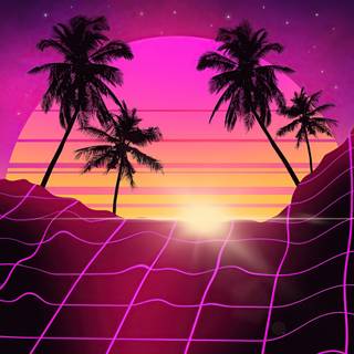 1920x1080 tropical neon retro wallpaper