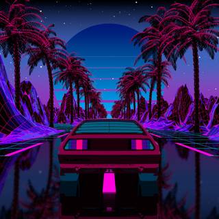 1920x1080 tropical neon retro wallpaper