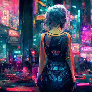 Cyberpunk anime city art wallpaper