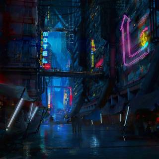 Cyberpunk anime city art wallpaper