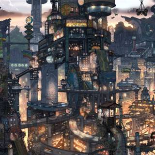 Cyberpunk anime city art wallpaper