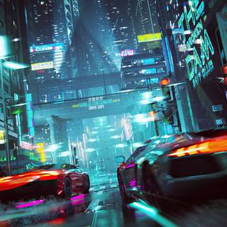 Cyberpunk anime city art wallpaper