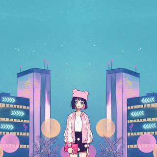 Anime city PC wallpaper