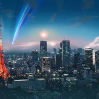 Anime city PC wallpaper