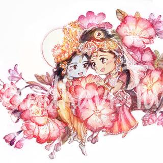 Radha Krishna cute wallpaper
