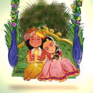 Radha Krishna cute wallpaper
