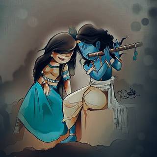 Radha Krishna cute wallpaper