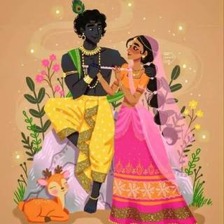 Radha Krishna cute wallpaper