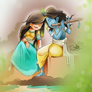 Radha Krishna cute wallpaper