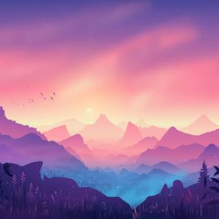 Digital forest wallpaper