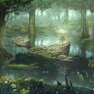 Digital forest wallpaper