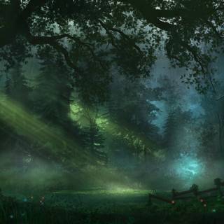 Digital forest wallpaper