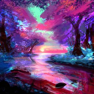 Digital forest wallpaper