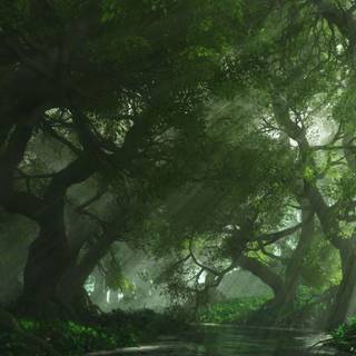 Digital forest wallpaper