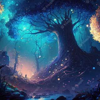 Digital forest wallpaper