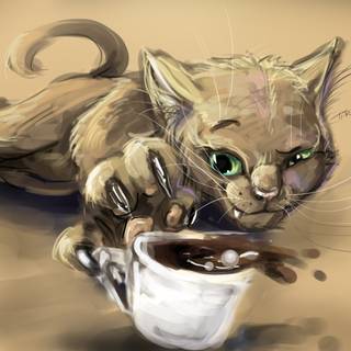 Coffee cat wallpaper