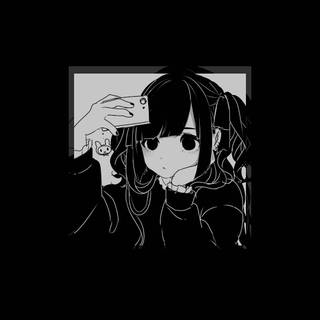 Anime girl aesthetic black and white wallpaper