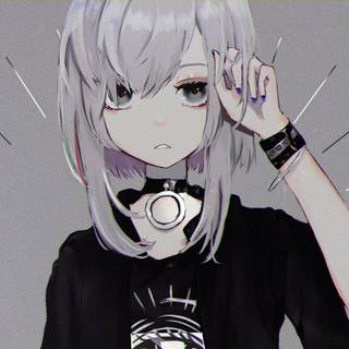 Anime girl aesthetic black and white wallpaper