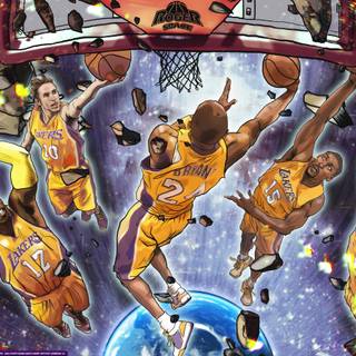 Lakers players cartoon wallpaper