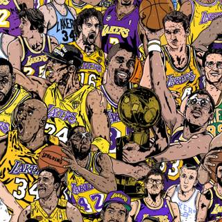 Lakers players cartoon wallpaper