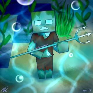 Minecraft Drowned wallpaper