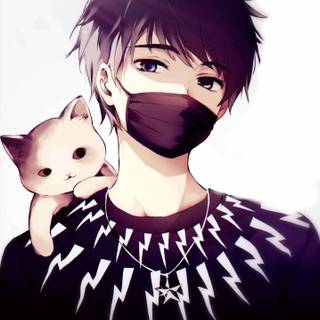 Anime cat boy blue wallpaper