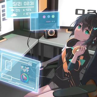 Tech anime girl wallpaper