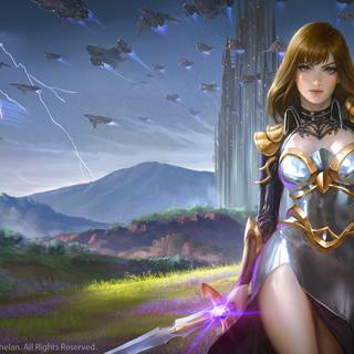 Fantasy science fiction girl wallpaper