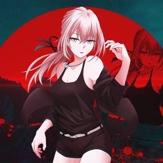 Anime girl 4k red wallpaper