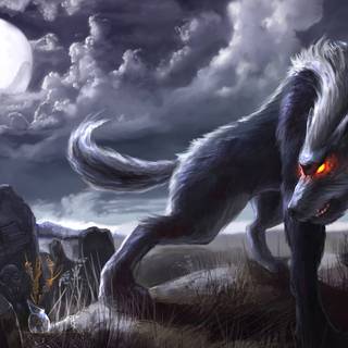 Black wolf anime wallpaper