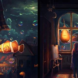 Fantasy room wallpaper