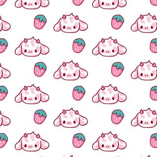 Cute strawberry cow wallpaper