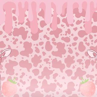 Cute strawberry cow wallpaper