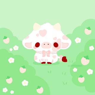 Cute strawberry cow wallpaper