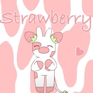 Cute strawberry cow wallpaper