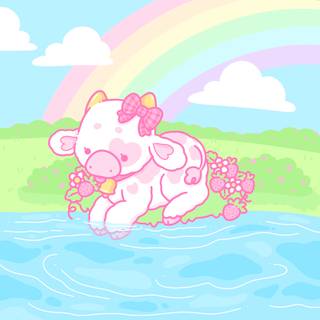 Cute strawberry cow wallpaper
