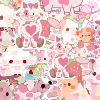 Cute strawberry cow wallpaper