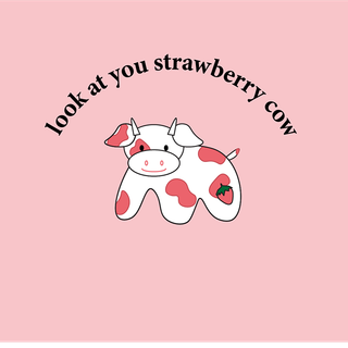 Cute strawberry cow wallpaper