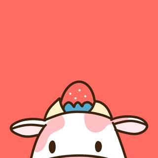 Cute strawberry cow wallpaper
