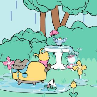 Pusheen spring desktop wallpaper