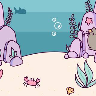 Pusheen spring desktop wallpaper