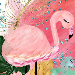 Summer flamingos wallpaper