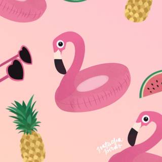Summer flamingos wallpaper