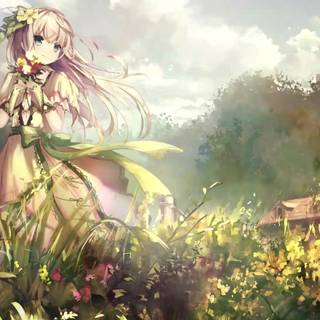 Anime cute flower wallpaper